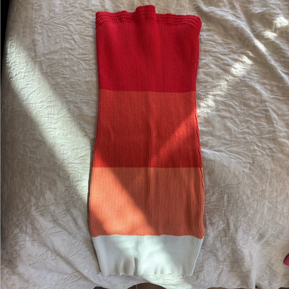 SHEIN Orange and Cream Knit Mini Dress